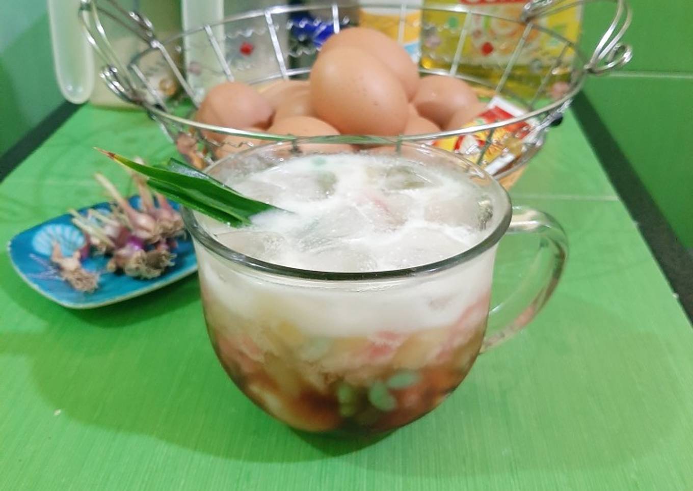 Cendol Homemade simple (pandan, naga, dan jangung)