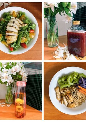 Hình của món Giảm cân - eat clean: Ức gà salad + Ức gà hạt diêm mạch (quinoa).