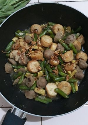 Foto resep Cah buncis bakso putih telur (w#50)