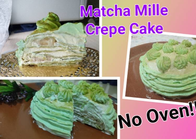 Matcha mille crepe cake no oven