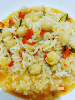 Una foto de Arroz caldoso con garbanzos