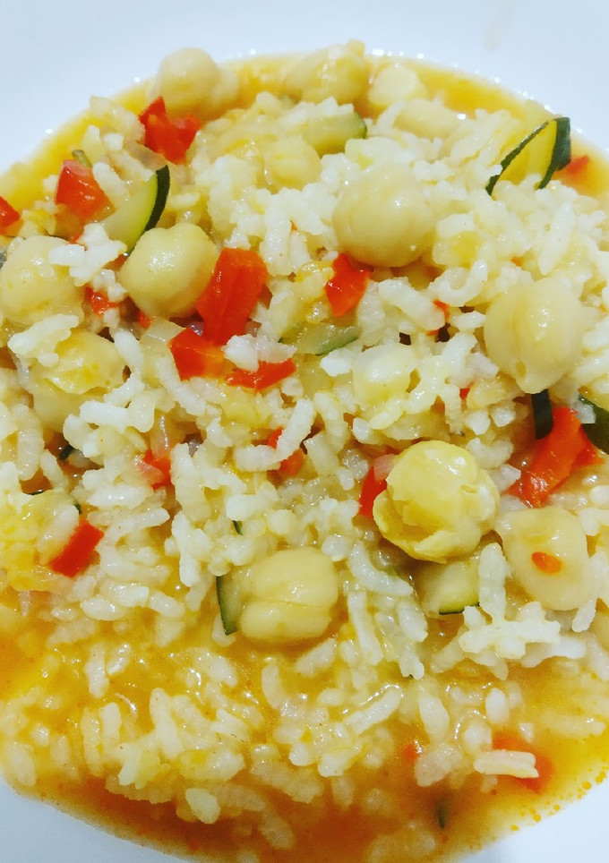 Una foto de Arroz caldoso con garbanzos