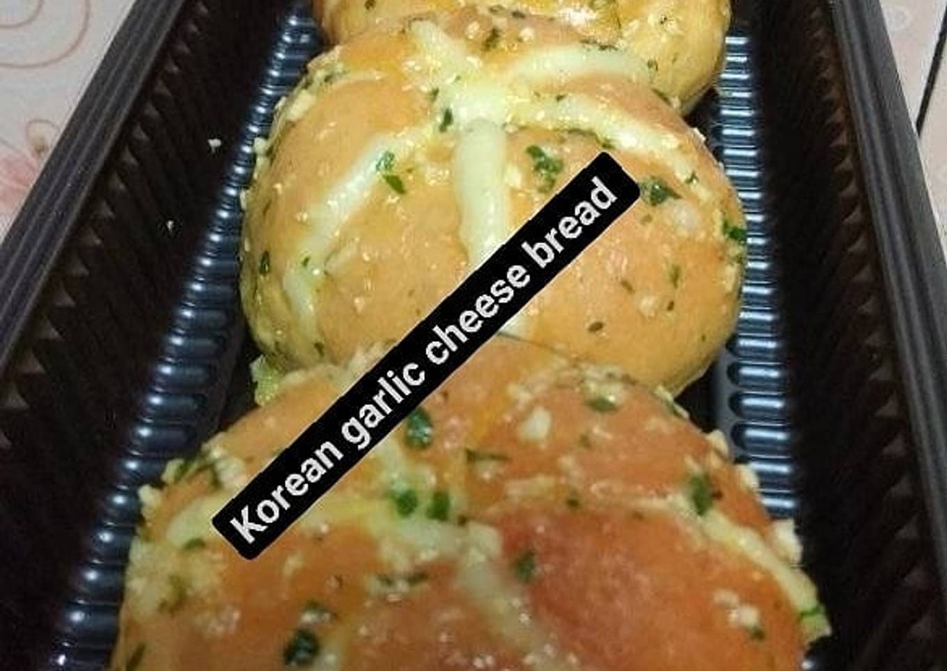 Korean garlic cheese bread dengan cream cheese rumahan