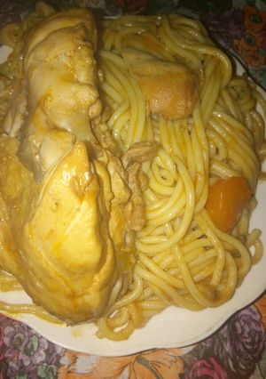 صورة لوصفة سباغيتي بالدجاج بنة على بنة 👌😋