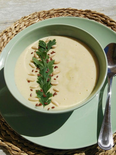Una foto de Crema de puerros con queso