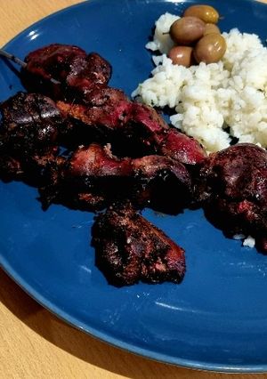 A picture of Flamed Grilled Chicken Livers.