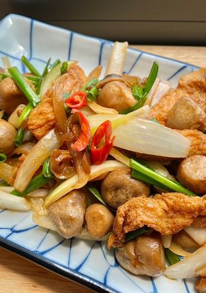 Hình của món Tàu hủ ky tươi xào lăn (chay).