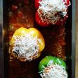 Pimientos tricolores rellenos RECETA VEGETARIANA