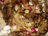 حمام محشي ودجاج بالمكرونه