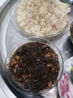 صورة لوصفة ملوخية ورز بشعيرية 😁
