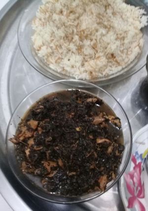 صورة لوصفة ملوخية ورز بشعيرية 😁