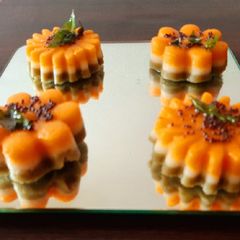 Tricolor cup cake dhokla A picture of Tricolor cup cake dhokla.