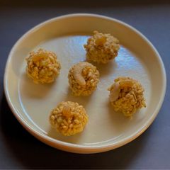 A picture of Moa - a classic dessert from West Bengal for this season of love.