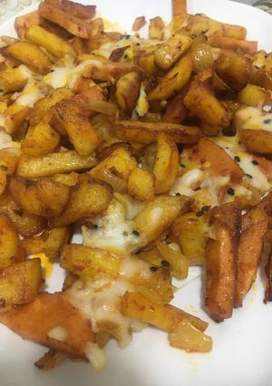 عکسی از دستور خوراک بندری با پنیر پیتزا😍