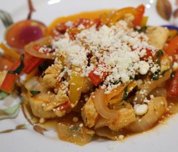 Popular Cuisine Chicken Peppers and Goat Cheese Skillet Delicious Nutritious