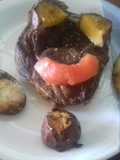 Chuleta al horno con papas y boniatos
