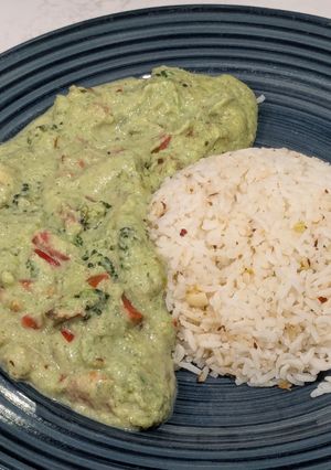 A picture of Broccoli Tofu Sauce with Garlic Rice.