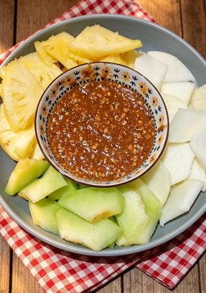 Foto resep Rujak Buah Bumbu Kacang