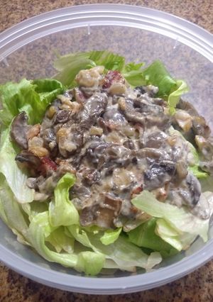 Una foto de Champiñones con tocino