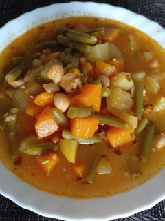 Una foto de Puchero de garbanzos con calabaza sin carne