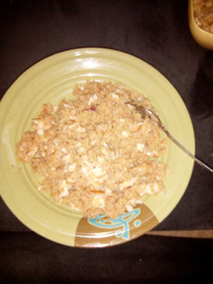 A picture of Leftover rice n eggs.