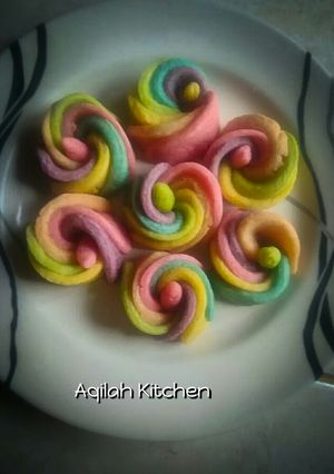 Foto resep 9.🌹Cookies mawar pelangi 🌈