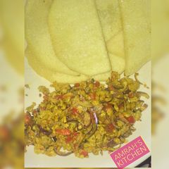 A picture of Fried yam and egg sauce 2.