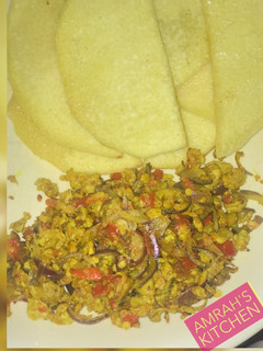 A picture of Fried yam and egg sauce 2.