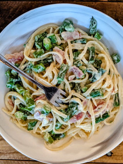 A picture of Bacon & Asparagus Spaghetti.
