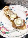 Iberian Pork Tenderloin Toast with Caramelized Onion and Goat Cheese Log