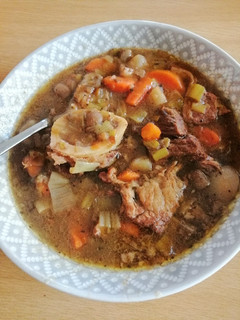 A picture of Beef and vegetable soup.