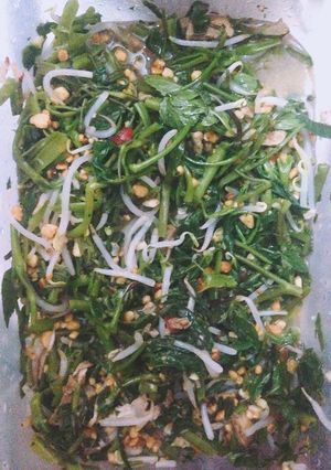 Hình của món Nộm rau muống đơn giản, thanh mát.