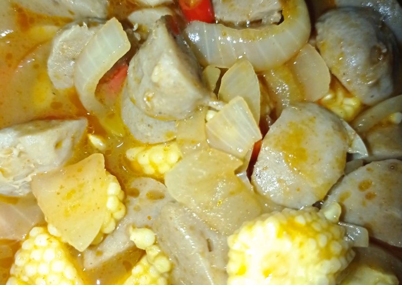 Bakso jagung muda saus padang