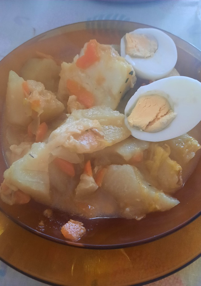 Una foto de Porrusalda (verduras con bacalao)