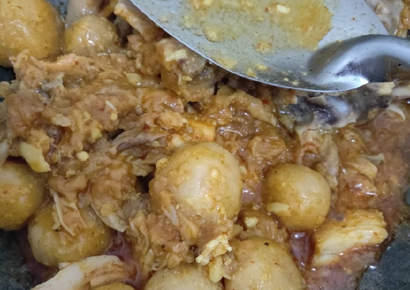 Bakso tahu aci dengan kari suwir fried chicken ala anak kost