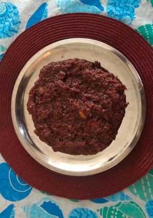 A picture of Beetroot halwa.