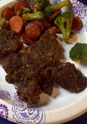 A picture of Chicken fried pork loin low carb.