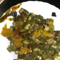 A picture of Lady's finger pumpkin stir fry.