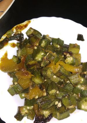 A picture of Lady's finger pumpkin stir fry.