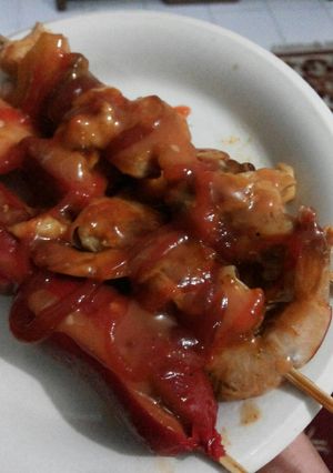 Foto resep sate ayam,udang dan sosis ala tahun baru tanpa bau asap