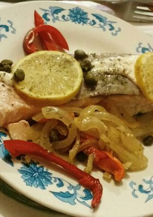 Una foto de Salmón al horno