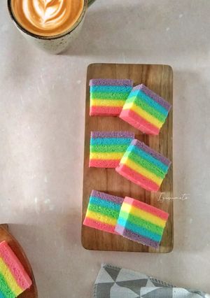 Foto resep Bolu Kukus Rainbow Putih Telur
