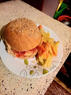 A picture of Home-made Beef burger.