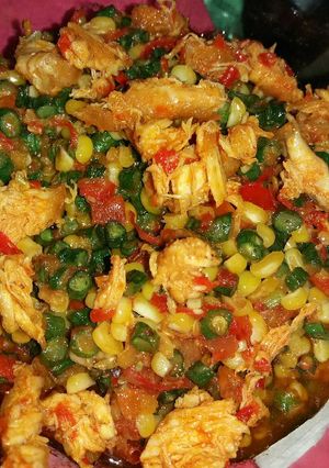 Foto resep Tumis kacang panjang campur jagung dan ayam