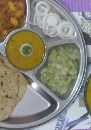 A picture of Fry dal with Roti for Lunch.