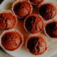 A picture of Red velvet cup cakes.