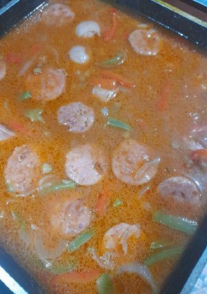 Una foto de Cazuela de lentejas y chorizos