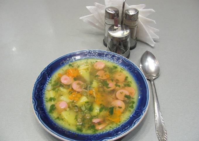 Суп с консервированным зеленым горошком, рецепт
