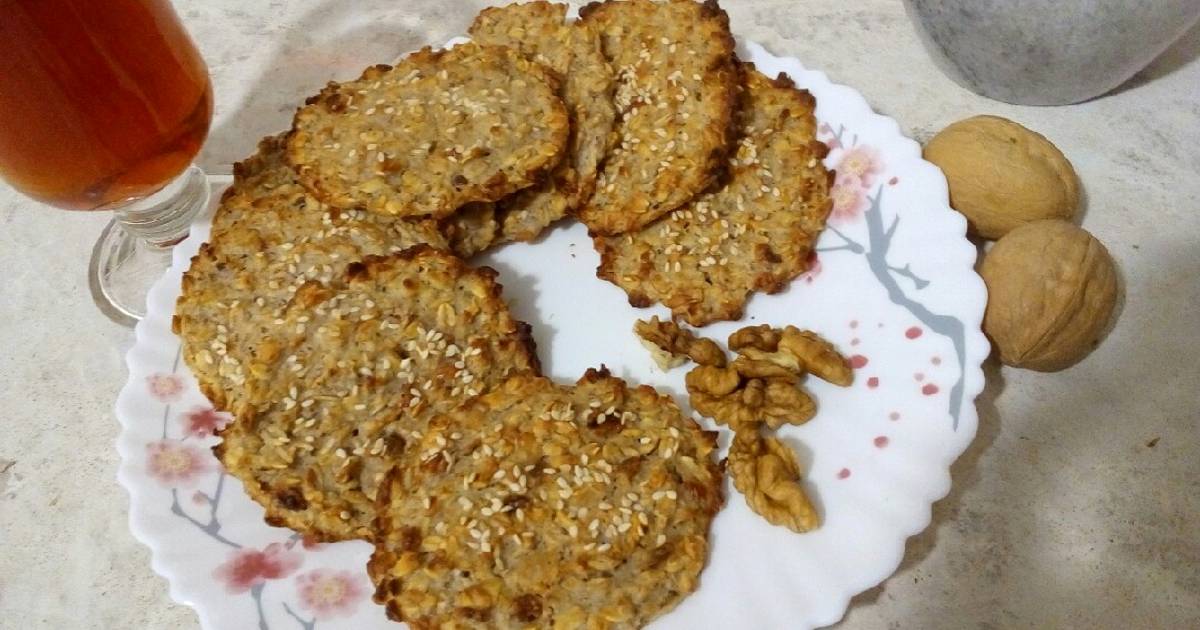 Овсяное печенье с кунжутом и изюмом рецепт с фото