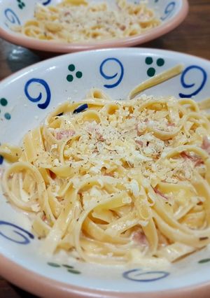Foto resep Fettucine carbonara simple